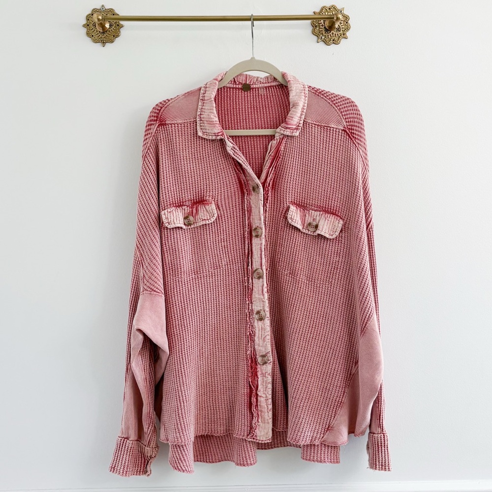 Free People Pink Button Down Shirt
